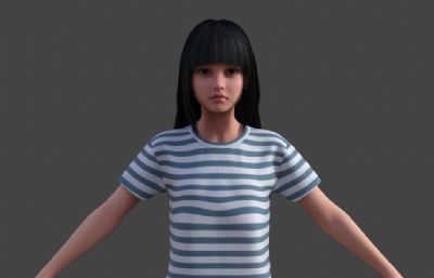 女孩夏装模型 长T恤休闲服 漂亮女孩