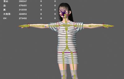 女孩夏装模型 长T恤休闲服 漂亮女孩