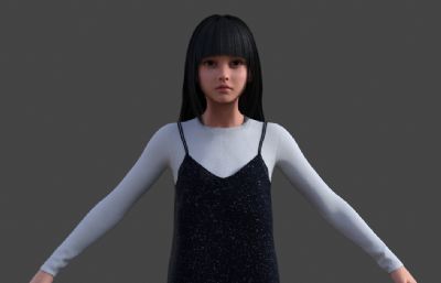 女孩夏装模型 居家吊带 孕妇装数字人