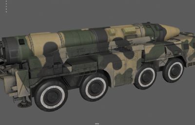 导弹发射车 弹道导弹车 导弹运输车塌陷模型