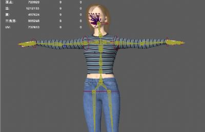 年轻美女 长袖牛仔小姐姐