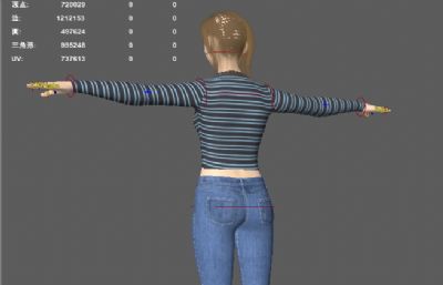 年轻美女 长袖牛仔小姐姐