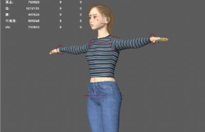 年轻美女 长袖牛仔小姐姐