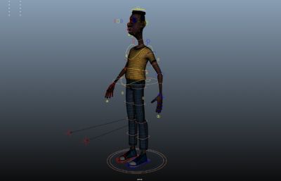 有绑定的卡通黑人男孩