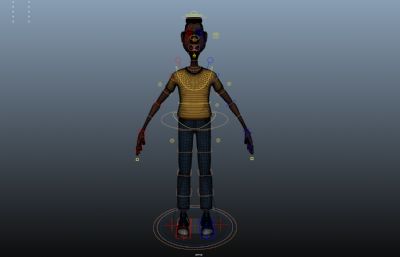 有绑定的卡通黑人男孩