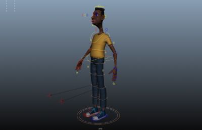 有绑定的卡通黑人男孩