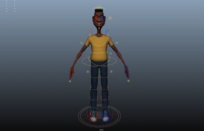 有绑定的卡通黑人男孩