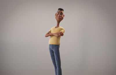 有绑定的卡通黑人男孩