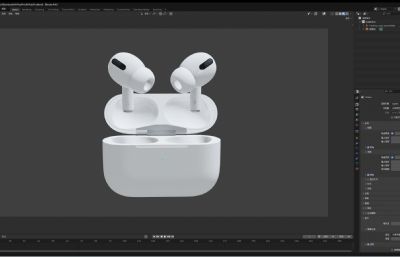 AirPods Pro耳机blender模型