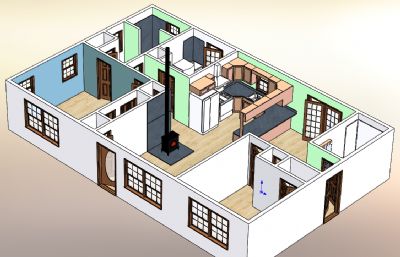 三室一厅两卫模型