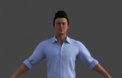 城市短裤衬衣青年 年轻帅哥