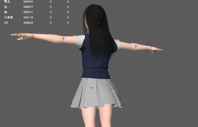 写实女中学生 小女孩毛衣短裙背心毛衣