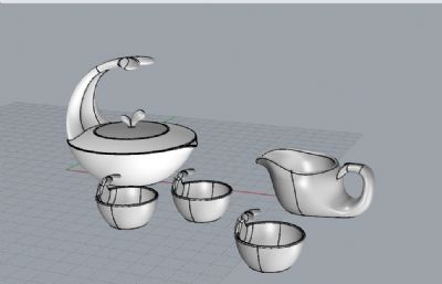 鲸鱼茶具-茶壶茶杯-文创产品设计