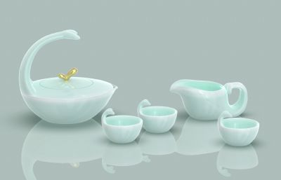 鲸鱼茶具-茶壶茶杯-文创产品设计