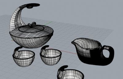 鲸鱼茶具-茶壶茶杯-文创产品设计