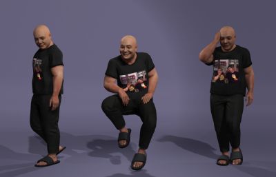 刀哥没活咬打火机,来东北指定有你好果子吃,写实风格男性3D模型