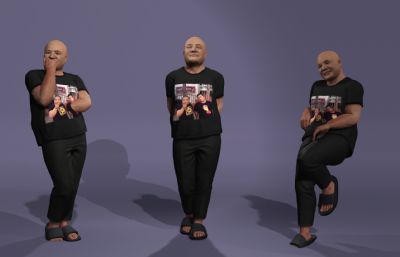 刀哥没活咬打火机,来东北指定有你好果子吃,写实风格男性3D模型