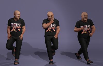 刀哥没活咬打火机,来东北指定有你好果子吃,写实风格男性3D模型