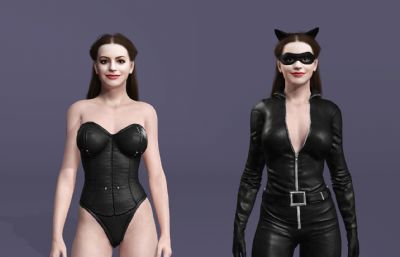 《蝙蝠侠3：黑暗骑士崛起》安妮海瑟薇版猫女走T台 次世代性感美女数字人 紧身衣搜查官