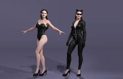 《蝙蝠侠3：黑暗骑士崛起》安妮海瑟薇版猫女走T台 次世代性感美女数字人 紧身衣搜查官