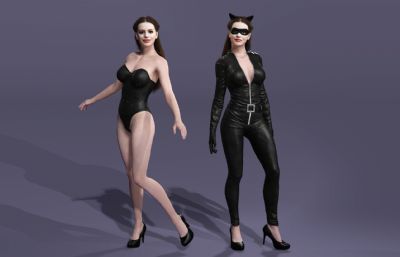 《蝙蝠侠3：黑暗骑士崛起》安妮海瑟薇版猫女走T台 次世代性感美女数字人 紧身衣搜查官