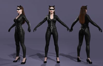 《蝙蝠侠3：黑暗骑士崛起》安妮海瑟薇版猫女走T台 次世代性感美女数字人 紧身衣搜查官