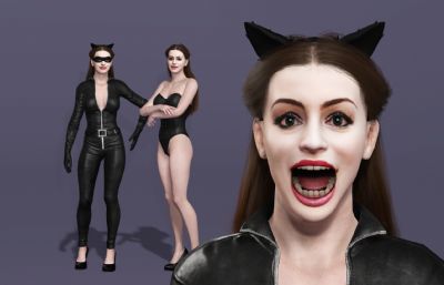 《蝙蝠侠3：黑暗骑士崛起》安妮海瑟薇版猫女走T台 次世代性感美女数字人 紧身衣搜查官