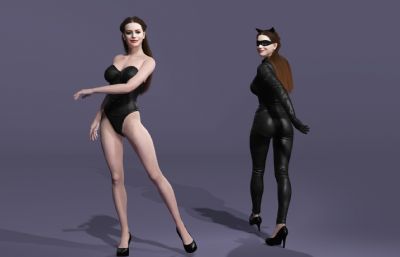 《蝙蝠侠3：黑暗骑士崛起》安妮海瑟薇版猫女走T台 次世代性感美女数字人 紧身衣搜查官