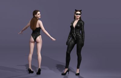 《蝙蝠侠3：黑暗骑士崛起》安妮海瑟薇版猫女走T台 次世代性感美女数字人 紧身衣搜查官