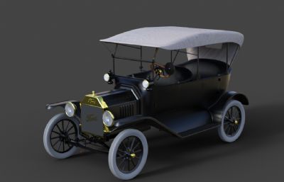 20世纪初老式T型福特汽车 写实古董汽车