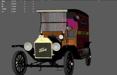 20世纪福特汽 写实古董汽车