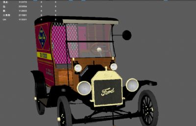 20世纪福特汽 写实古董汽车