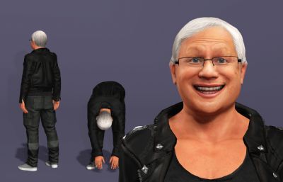 写实男性富豪数字人 显卡大佬 英伟达皮衣老黄