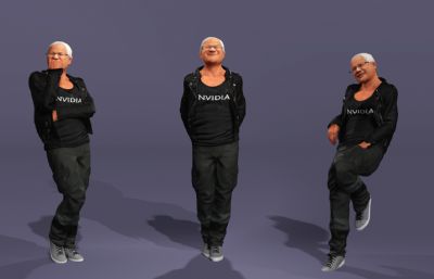 写实男性富豪数字人 显卡大佬 英伟达皮衣老黄