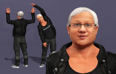 写实男性富豪数字人 显卡大佬 英伟达皮衣老黄