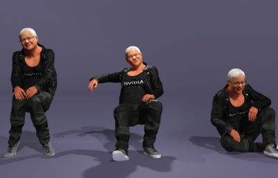 写实男性富豪数字人 显卡大佬 英伟达皮衣老黄