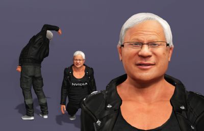 写实男性富豪数字人 显卡大佬 英伟达皮衣老黄