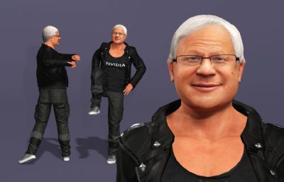 写实男性富豪数字人 显卡大佬 英伟达皮衣老黄