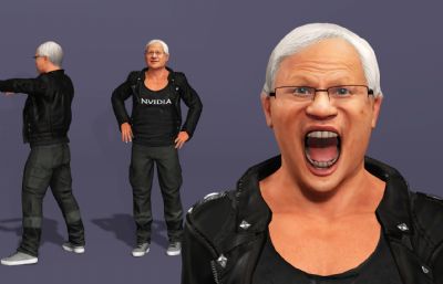 写实男性富豪数字人 显卡大佬 英伟达皮衣老黄