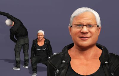 写实男性富豪数字人 显卡大佬 英伟达皮衣老黄