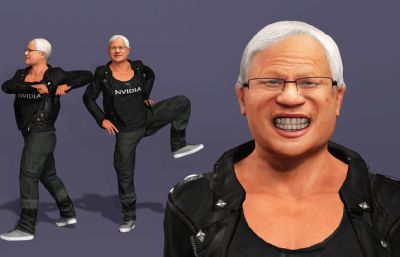 写实男性富豪数字人 显卡大佬 英伟达皮衣老黄