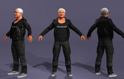 写实男性富豪数字人 显卡大佬 英伟达皮衣老黄