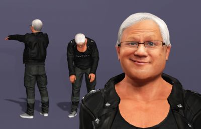 写实男性富豪数字人 显卡大佬 英伟达皮衣老黄