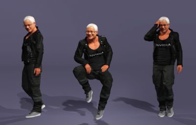 写实男性富豪数字人 显卡大佬 英伟达皮衣老黄