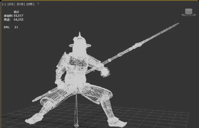 写实风格《三国演义》银盔银甲赵云3d模型,有一套持枪连招攻击,多格式