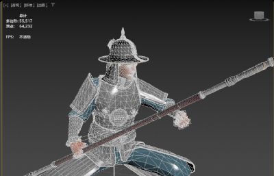 写实风格《三国演义》银盔银甲赵云3d模型,有一套持枪连招攻击,多格式