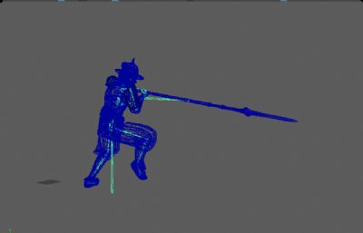 写实风格《三国演义》银盔银甲赵云3d模型,有一套持枪连招攻击,多格式