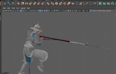 写实风格《三国演义》银盔银甲赵云3d模型,有一套持枪连招攻击,多格式