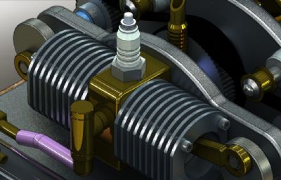 一款双缸发动机模型