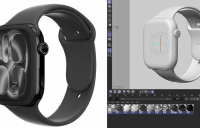 苹果Apple Watch 11 智能手表,渲染完,含贴图